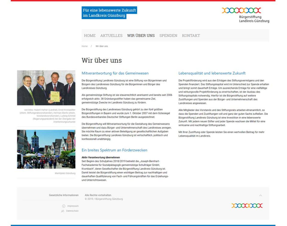 Redesign Website der Bürgerstiftung Landkreis Günzburg